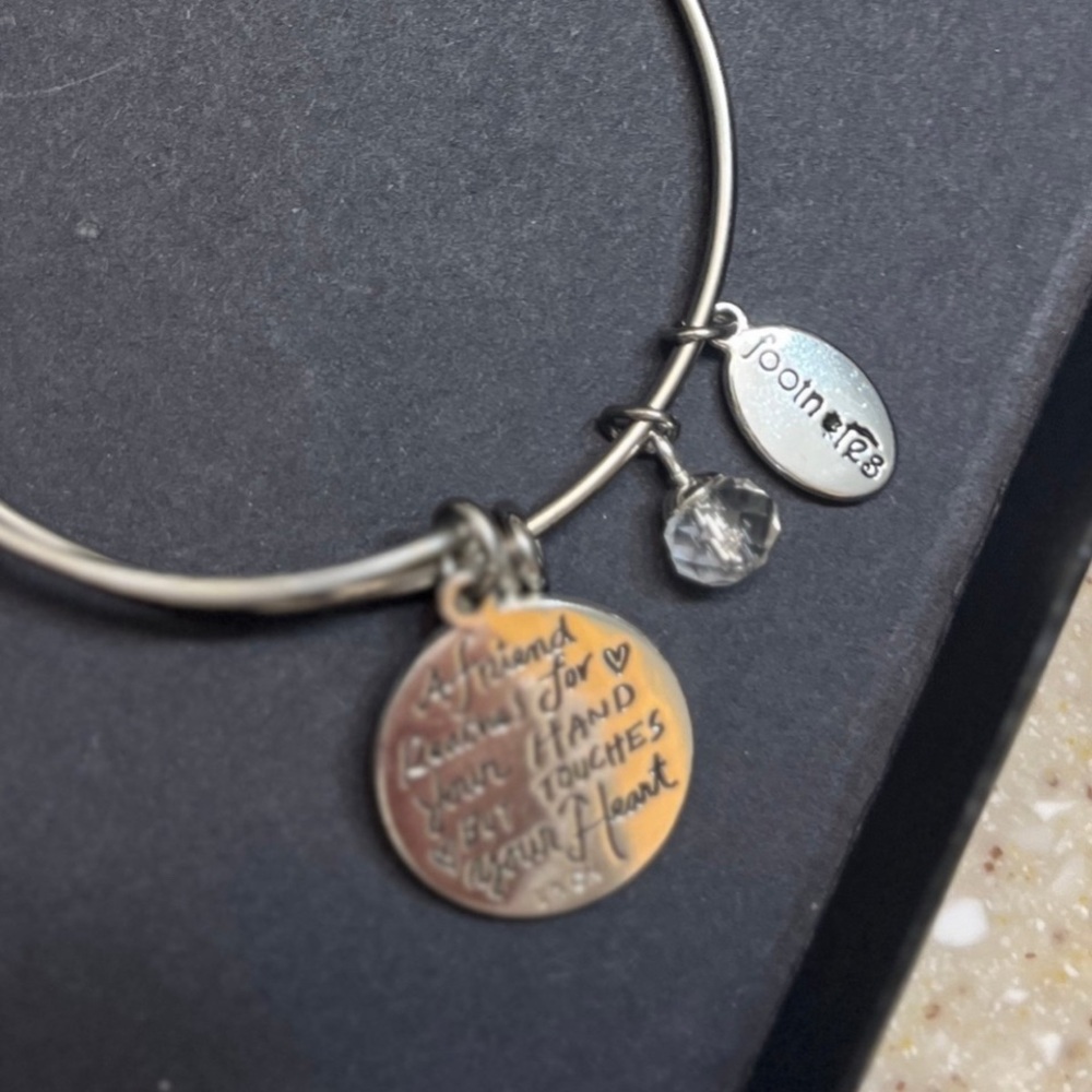 Silver Bangle Bracelet with Charms